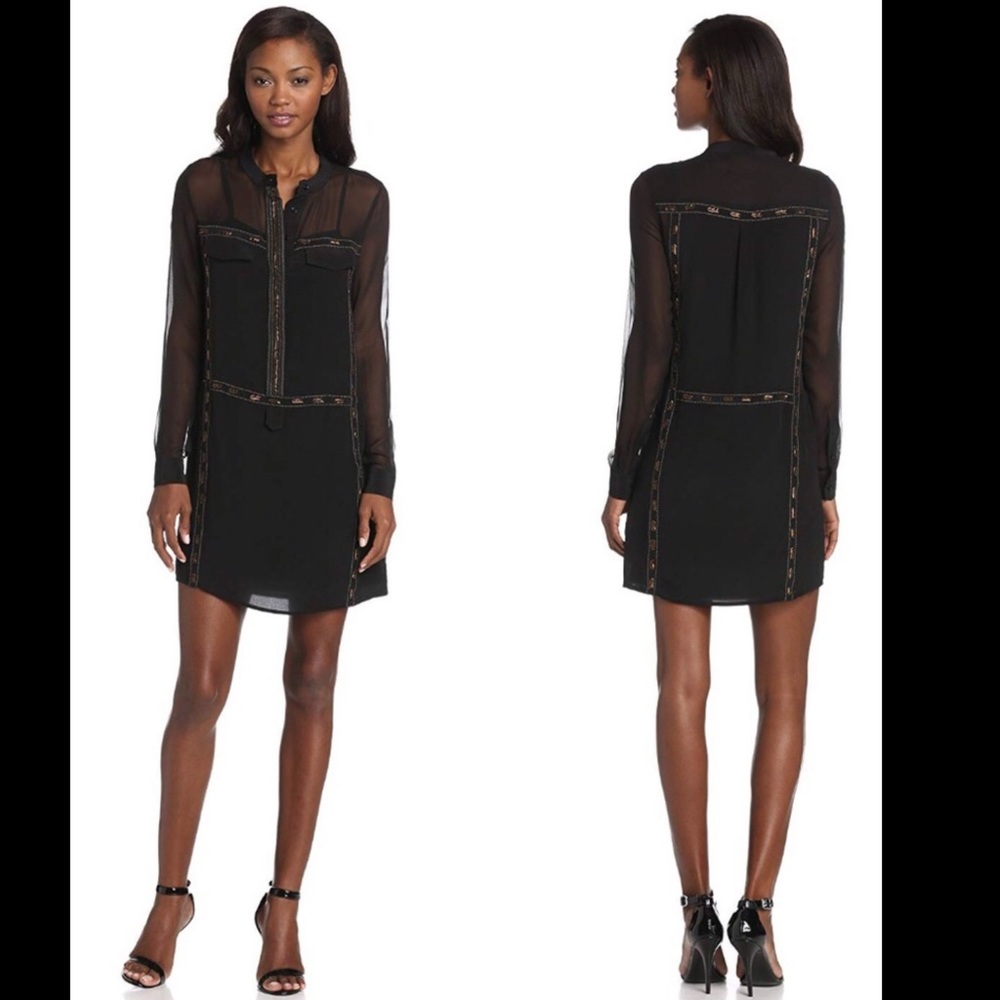 ARYN K Small Black Sheer Dress W/ Woven Inserts